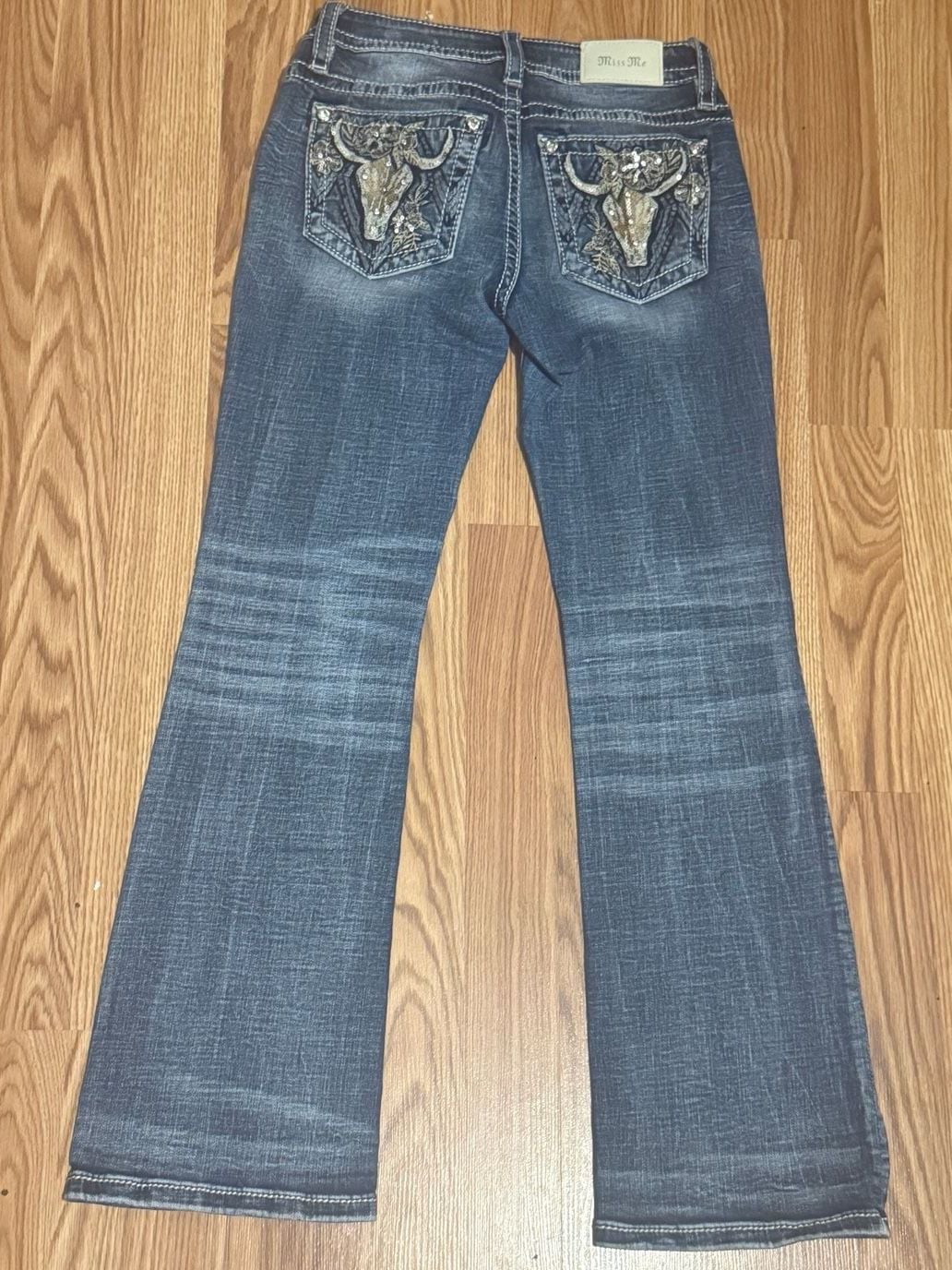Miss Me Jeans Size 25 Blue Denim Skull Embellished Bootcut 5