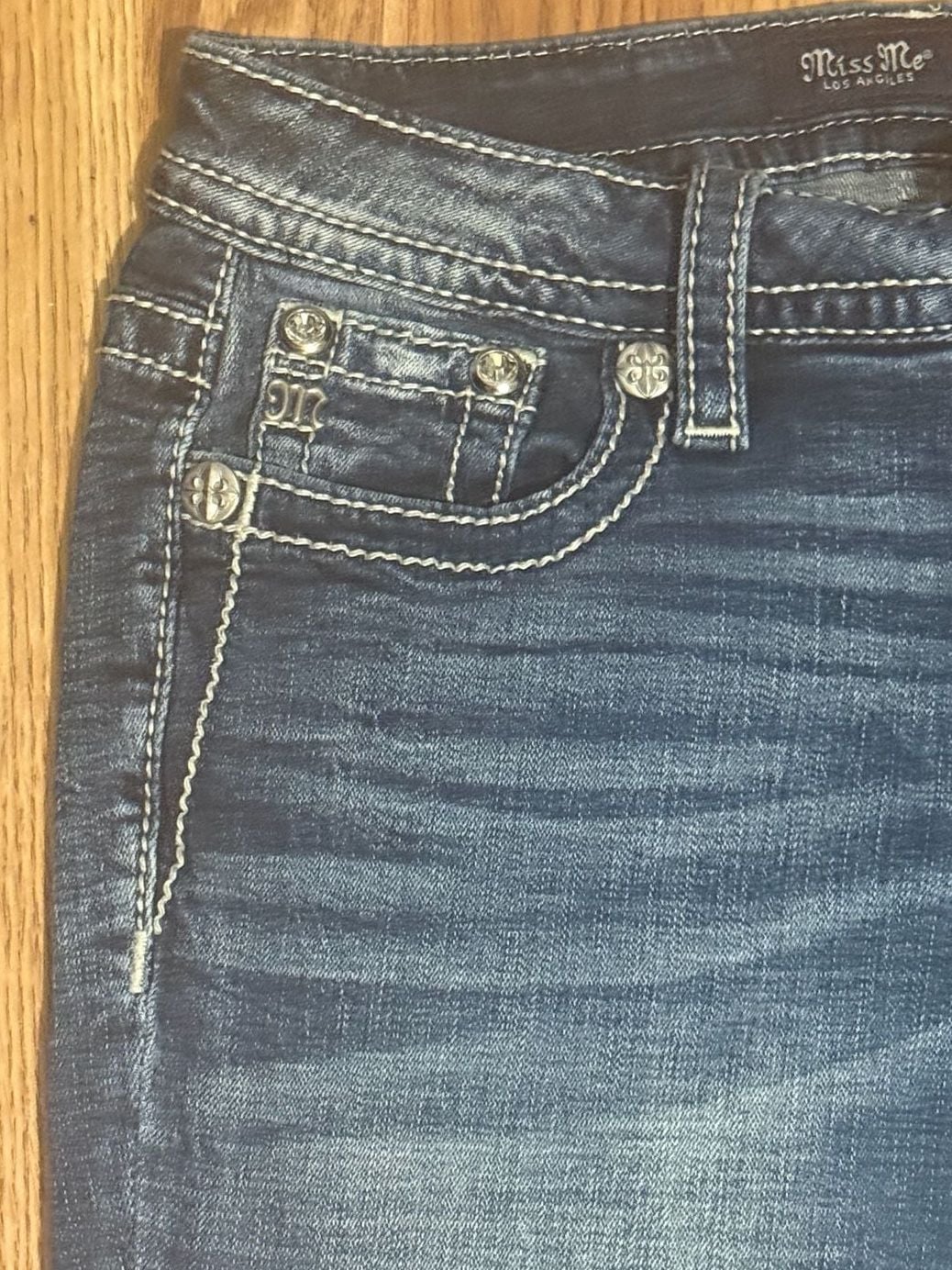 Miss Me Jeans Size 25 Blue Denim Skull Embellished Bootcut 4