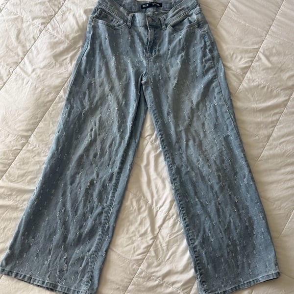 Blue Revival Jeans Size 27 Distressed Light Wash Wide Leg