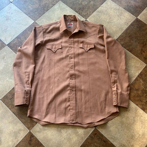 Miller Western Wear Vintage Snap Long Sleeve Western Shirt Brown