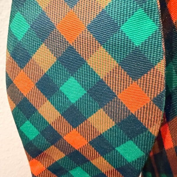 Jacob Alexander Self-Tie Bow Tie Green Orange Plaid Checkered