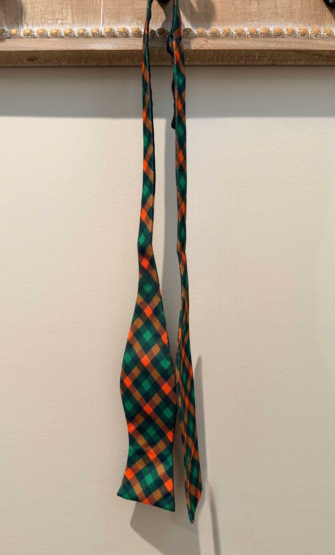Jacob Alexander Self-Tie Bow Tie Green Orange Plaid Checkered 2
