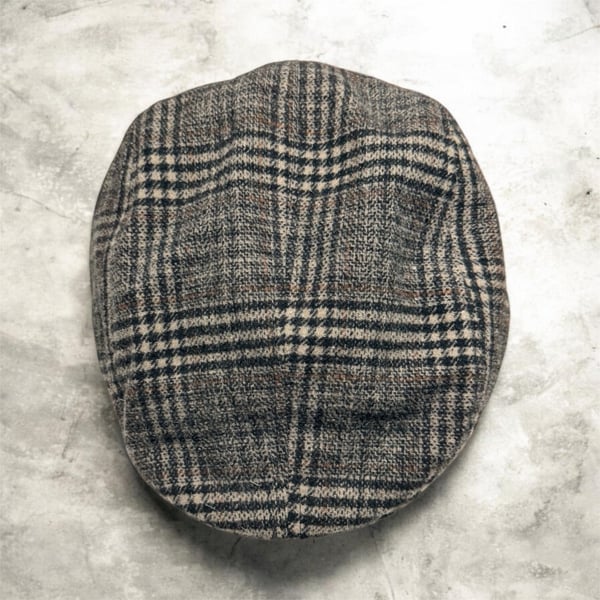 G&H Plaid Flat Cap Size 58 Brown Wool Newsboy Ivy Hat