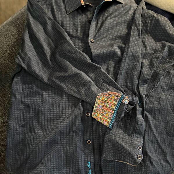 Robert Graham Button Down Shirt Size L Geometric Pattern Flip Cuff