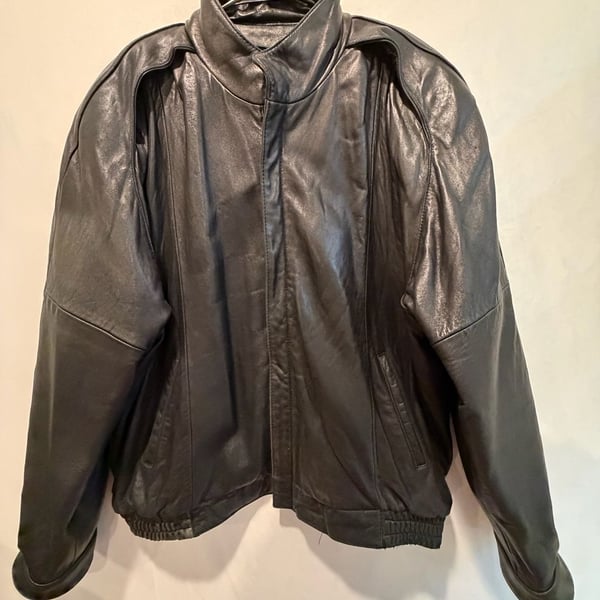 Vintage Tannery West Leather Jacket Size XL Black Bomber