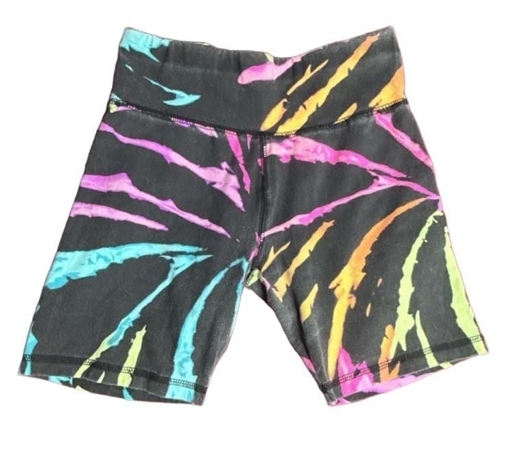 Justice Biker Shorts Size 10 (youth) Black Neon Tie Dye 2