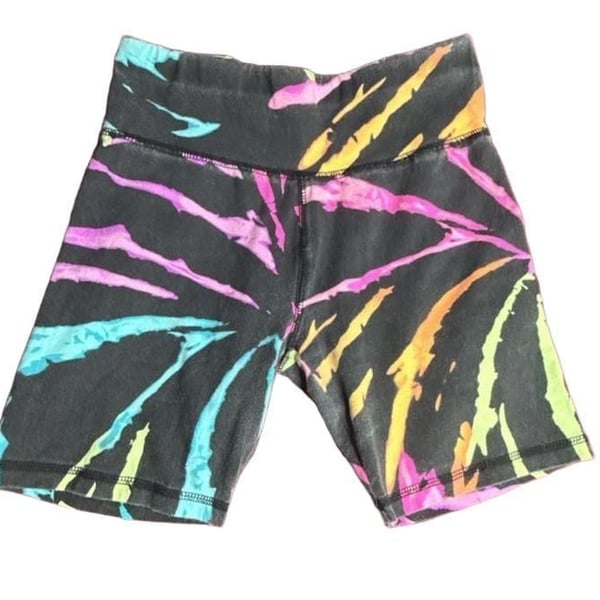 Justice Biker Shorts Size 10 (youth) Black Neon Tie Dye