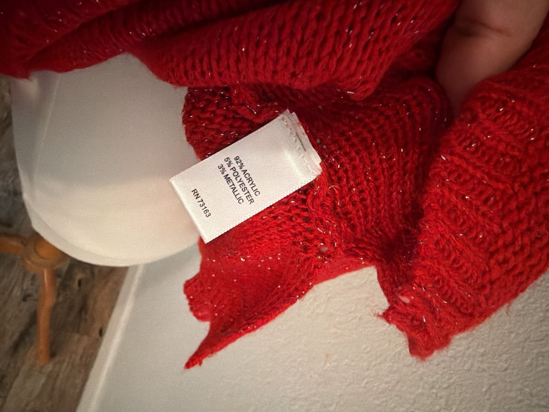 Cable & Gauge Red Metallic Stripe Sweater Size XL 9