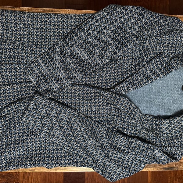 J.Jill Wearever Collection Cardigan Size L Blue Geometric Knit Shawl Collar