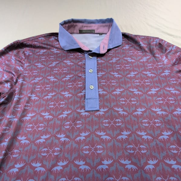 Greyson Wolf Labyrinth Polo Size L Purple Golf Shirt #Golf