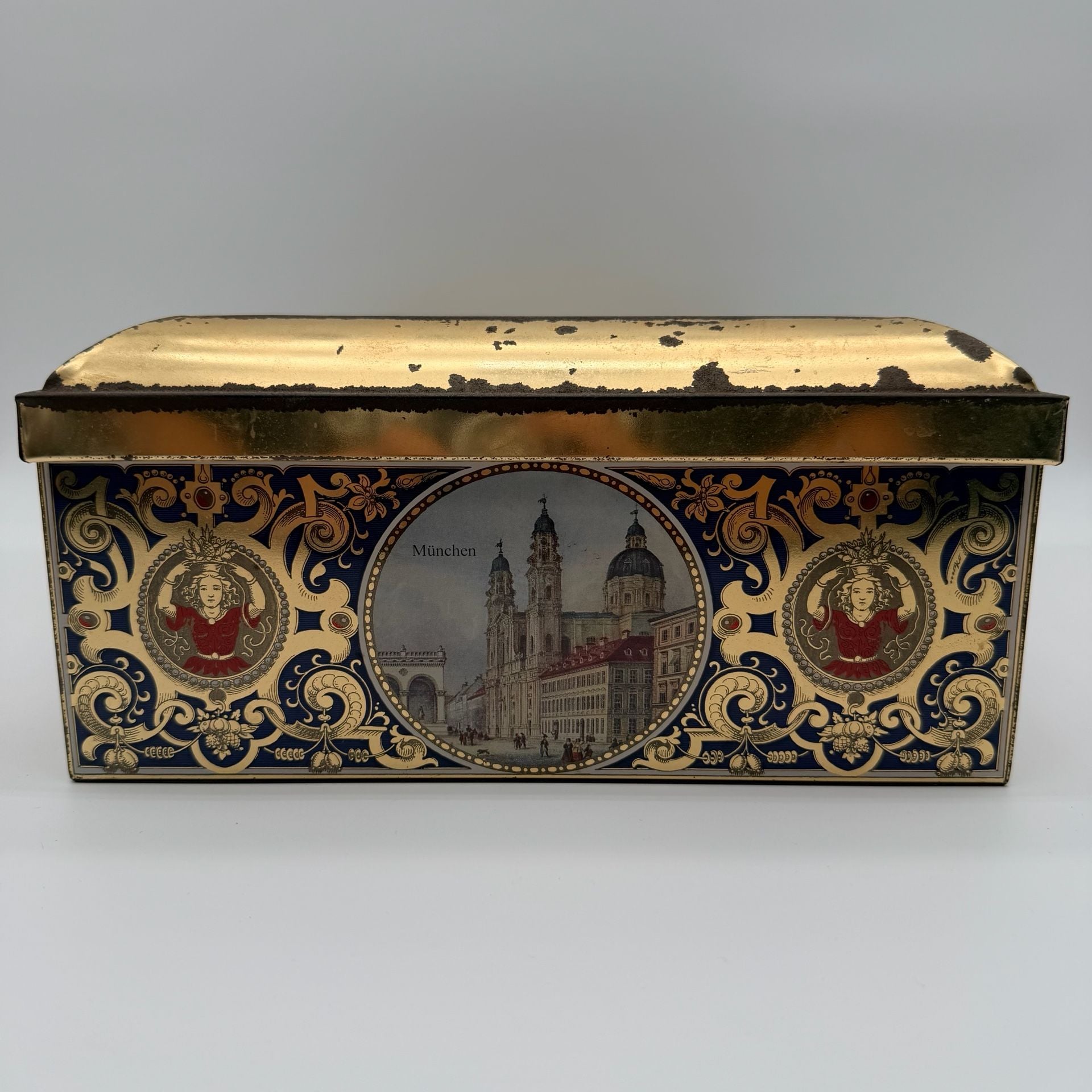 Henry Lambertz Vintage 1998 German Cityscape Metal Storage Tin Box 8