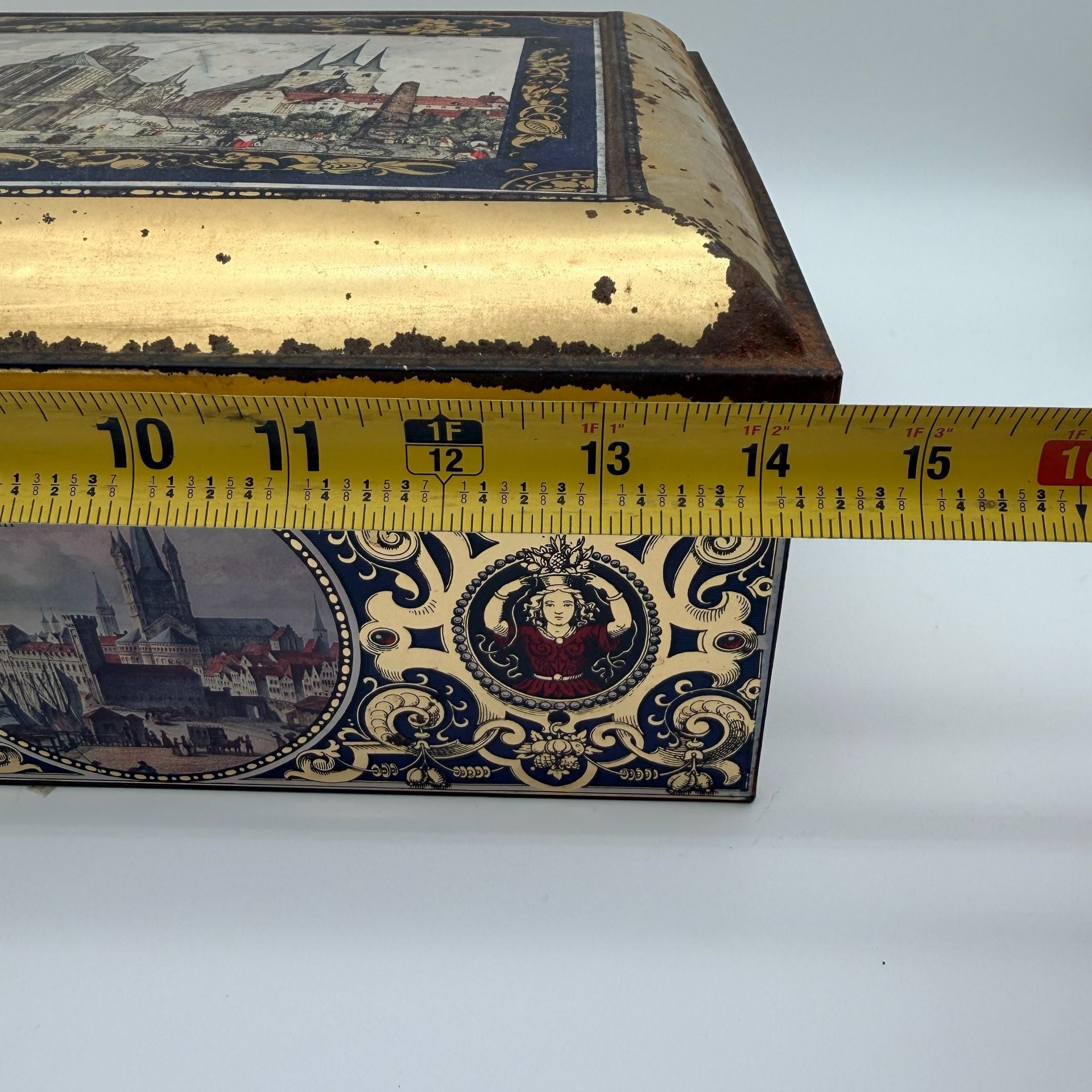 Henry Lambertz Vintage 1998 German Cityscape Metal Storage Tin Box 12