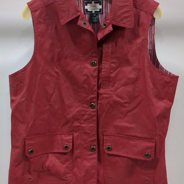 Ralph Lauren Naval Supply Company Utility Vest Size L Red Waxed Cotton