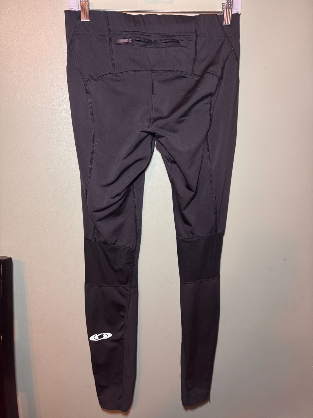 Salomon ActiLite Women’s L Black Running Leggings Reflective Zip Ankle 3
