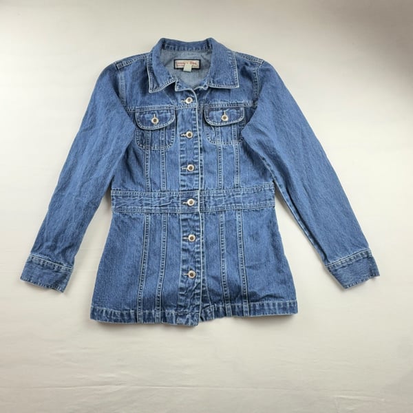 Jamaica Bay Denim Jacket Size S Blue Cotton Long Sleeve Peplum