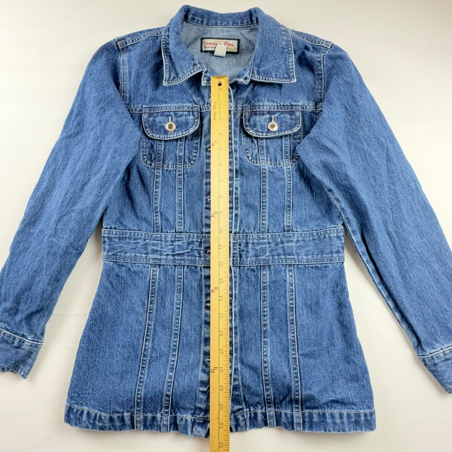 Jamaica Bay Denim Jacket Size S Blue Cotton Long Sleeve Peplum 4