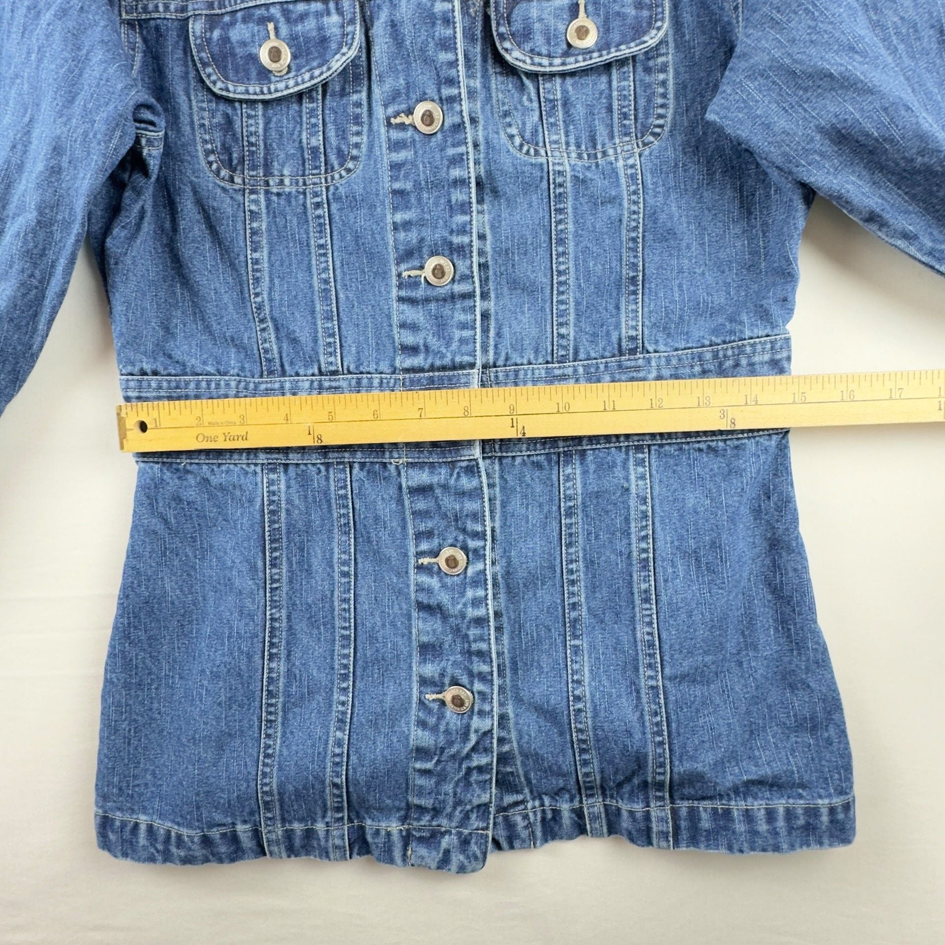 Jamaica Bay Denim Jacket Size S Blue Cotton Long Sleeve Peplum 5