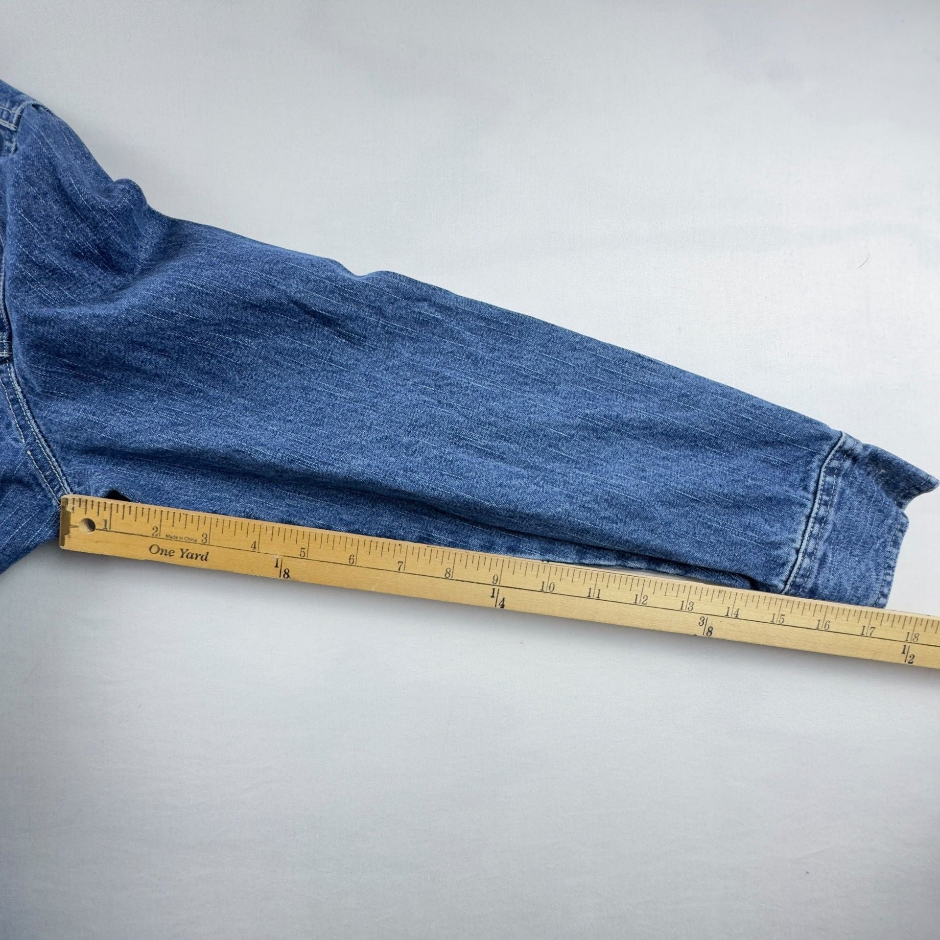 Jamaica Bay Denim Jacket Size S Blue Cotton Long Sleeve Peplum 6