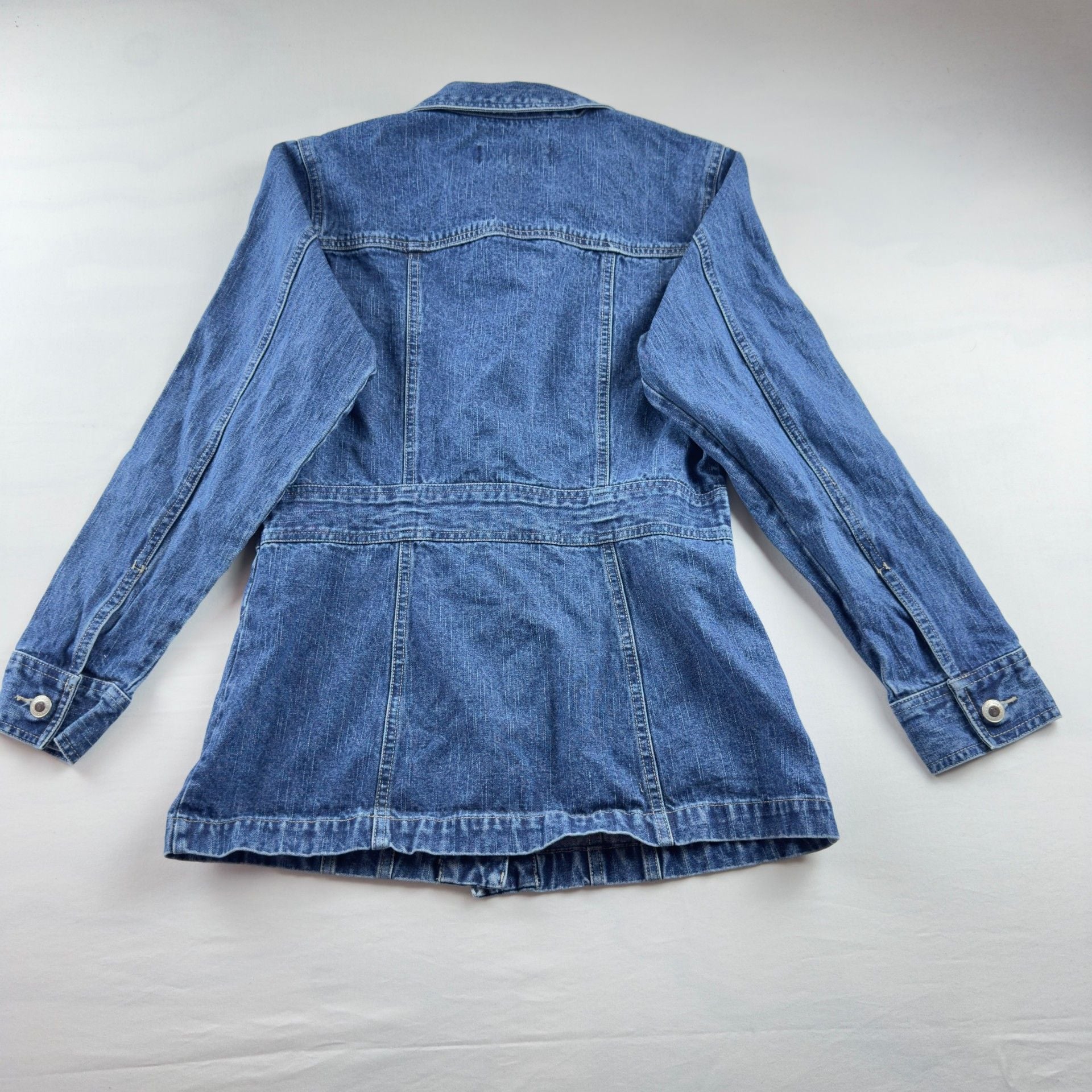 Jamaica Bay Denim Jacket Size S Blue Cotton Long Sleeve Peplum 7