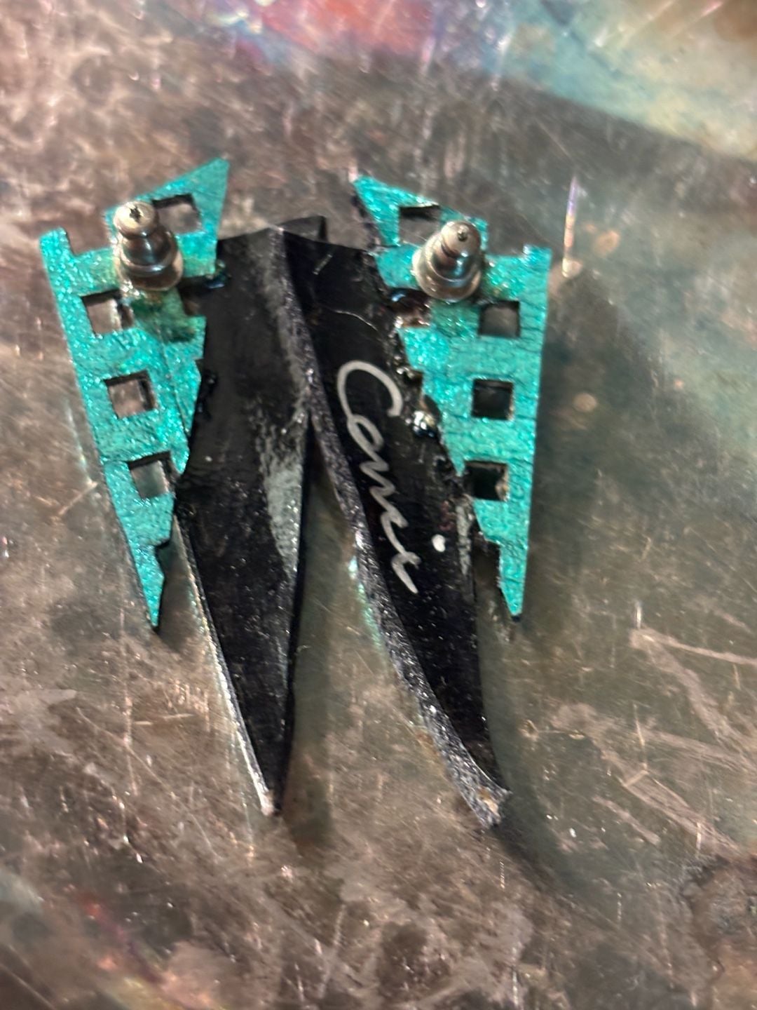 Comet Vintage Art Deco Style Geometric Triangle Post Earrings 3
