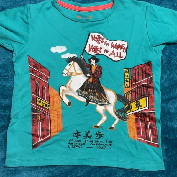 Piccolina Mabel Ping Hua Lee Trailblazer T-Shirt Size 5t Teal Graphic Tee