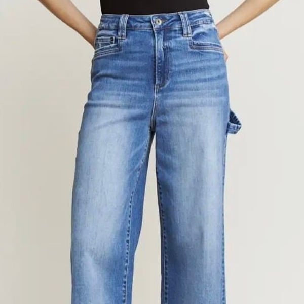Altar'd State High Waist Wide Leg Jeans Size 31 Blue Mica Denim Crop