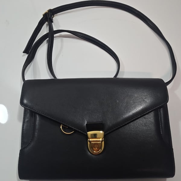 Diamicci Black Leather Crossbody Bag Gold Hardware