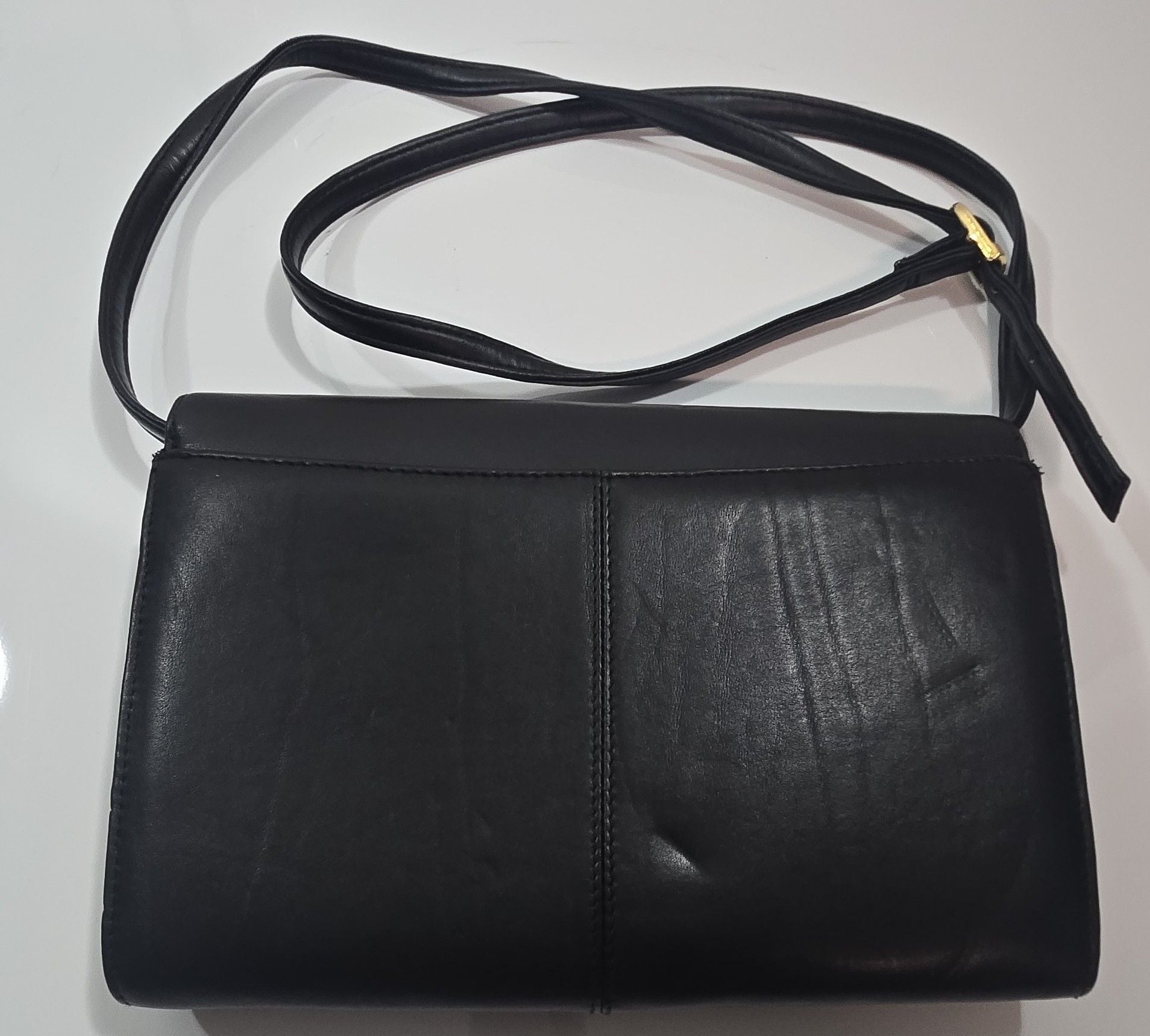 Diamicci Black Leather Crossbody Bag Gold Hardware 4