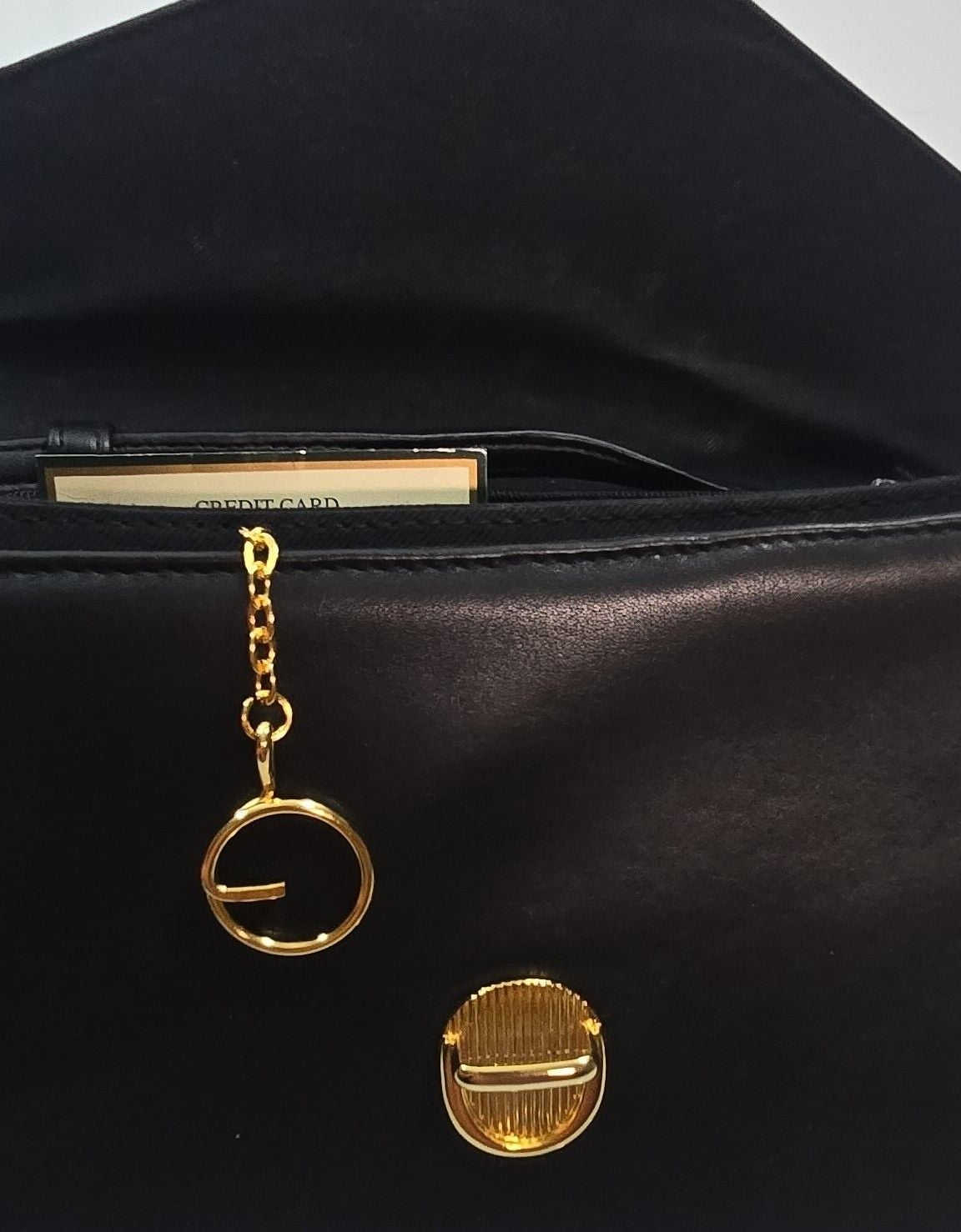 Diamicci Black Leather Crossbody Bag Gold Hardware 5