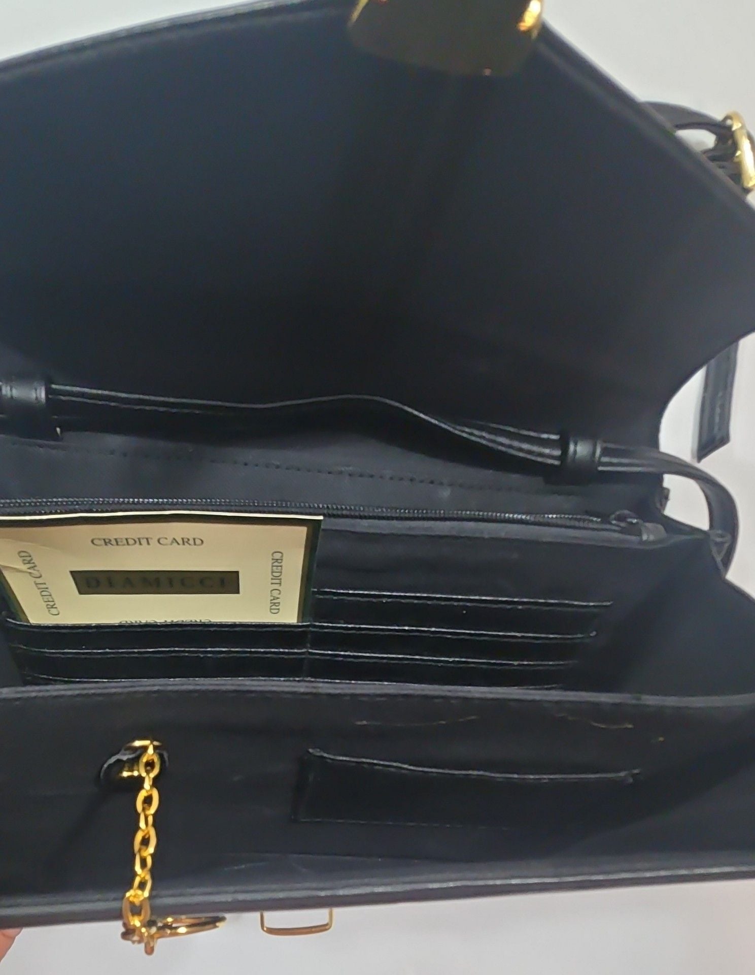 Diamicci Black Leather Crossbody Bag Gold Hardware 6