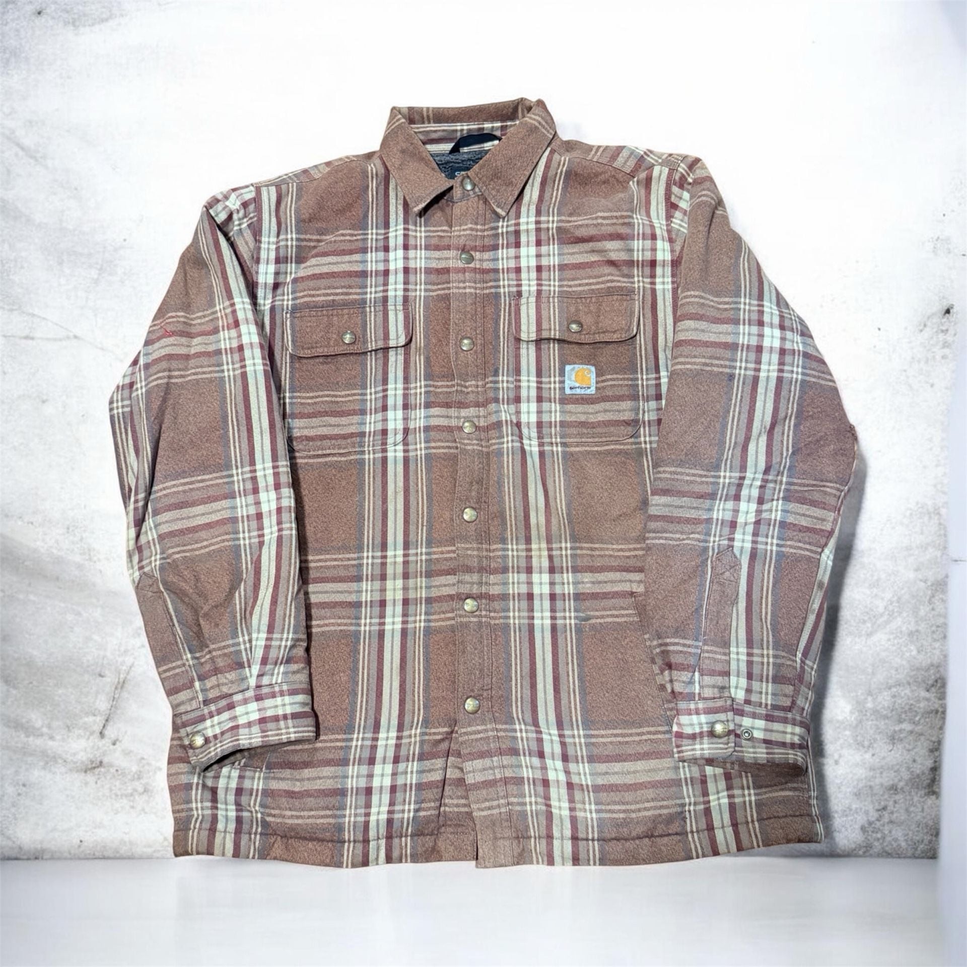 Carhartt Relaxed Fit Flannel Sherpa Lined Shirt Jac Size L 2