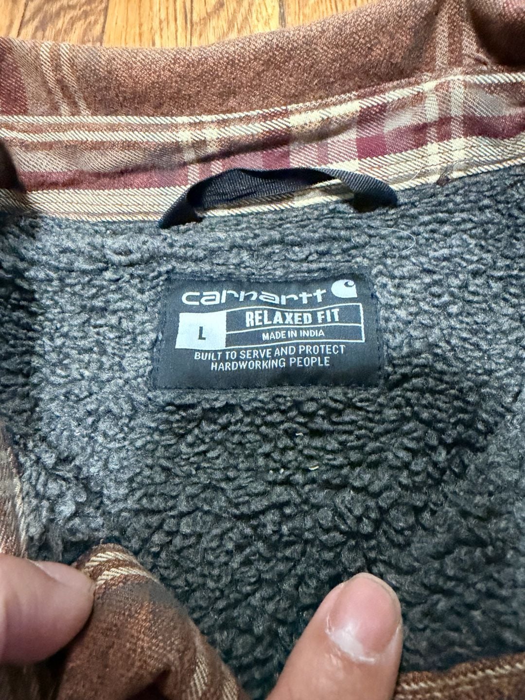 Carhartt Relaxed Fit Flannel Sherpa Lined Shirt Jac Size L 5