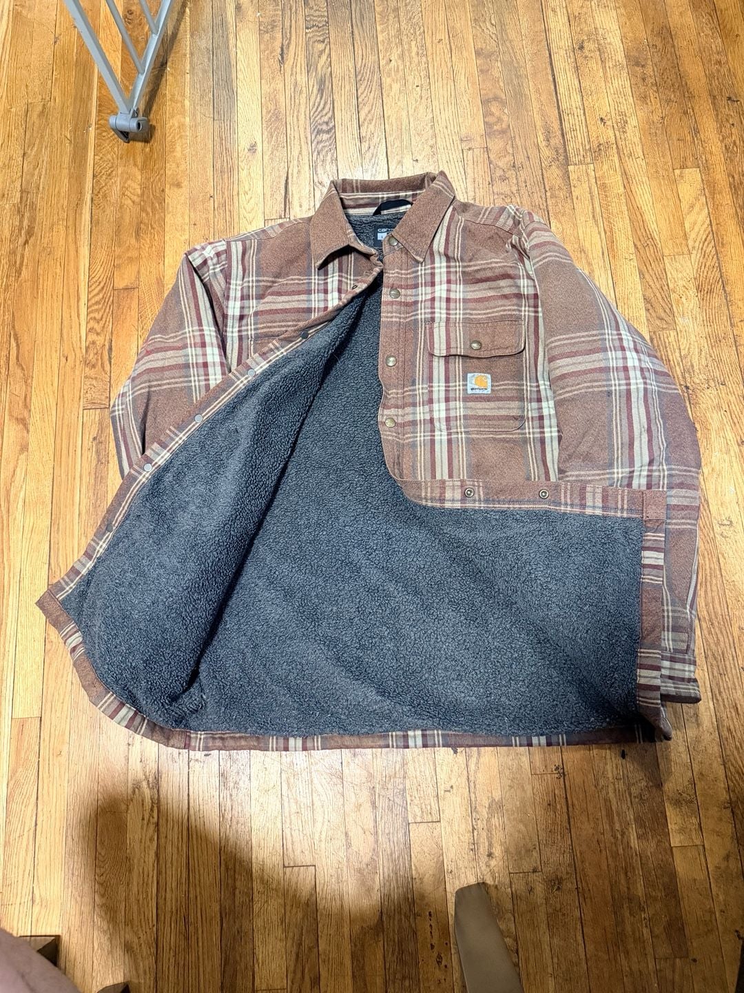 Carhartt Relaxed Fit Flannel Sherpa Lined Shirt Jac Size L 6