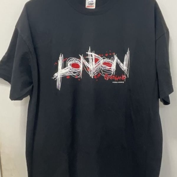 Capital London T-Shirt Size XL Black Scribble London England Graphic Tee