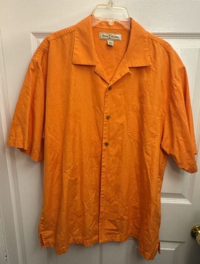 Tommy Bahama Button Down Shirt Size L Orange Cotton 2