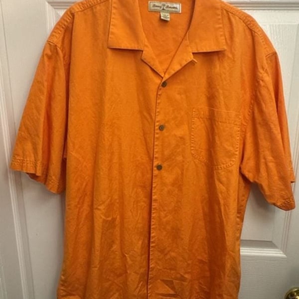 Tommy Bahama Button Down Shirt Size L Orange Cotton