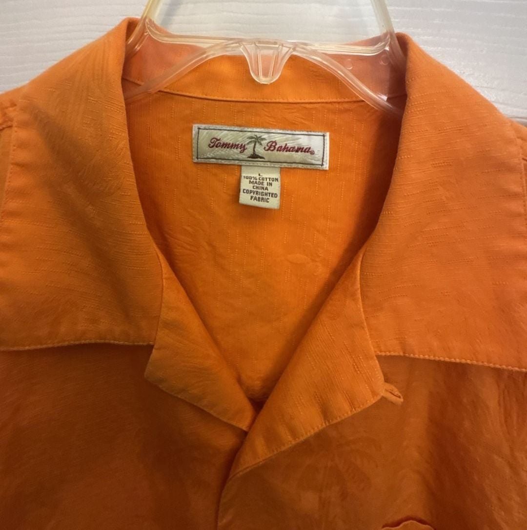 Tommy Bahama Button Down Shirt Size L Orange Cotton 3