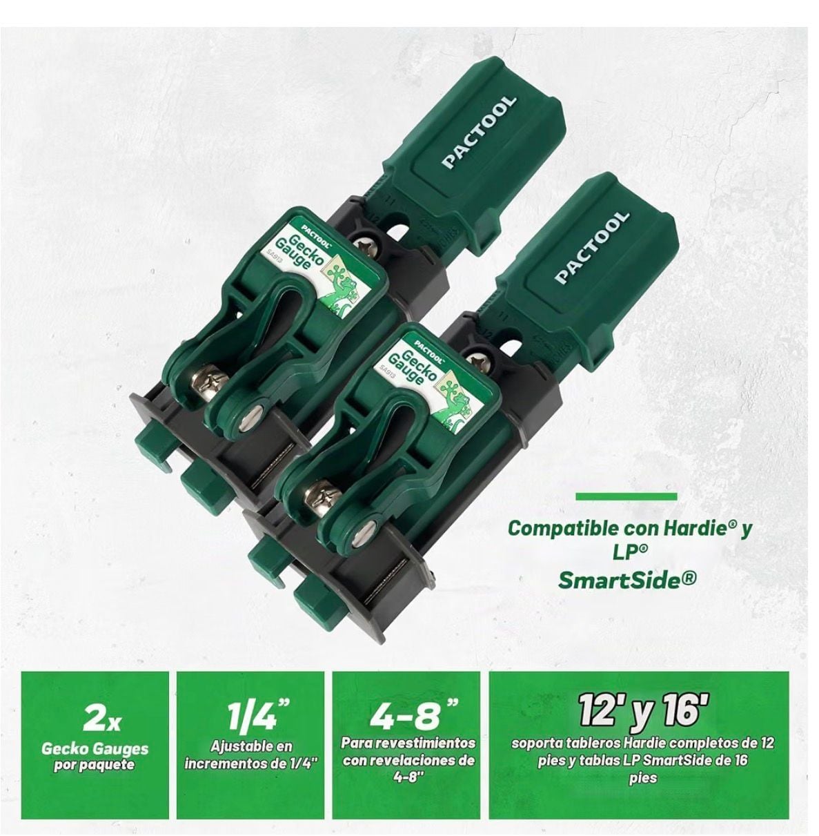 Pactool Gecko Gauge Siding Tool SA913 Pair. Universal: 5/16"–5/8" for Hardie & LP Siding 4