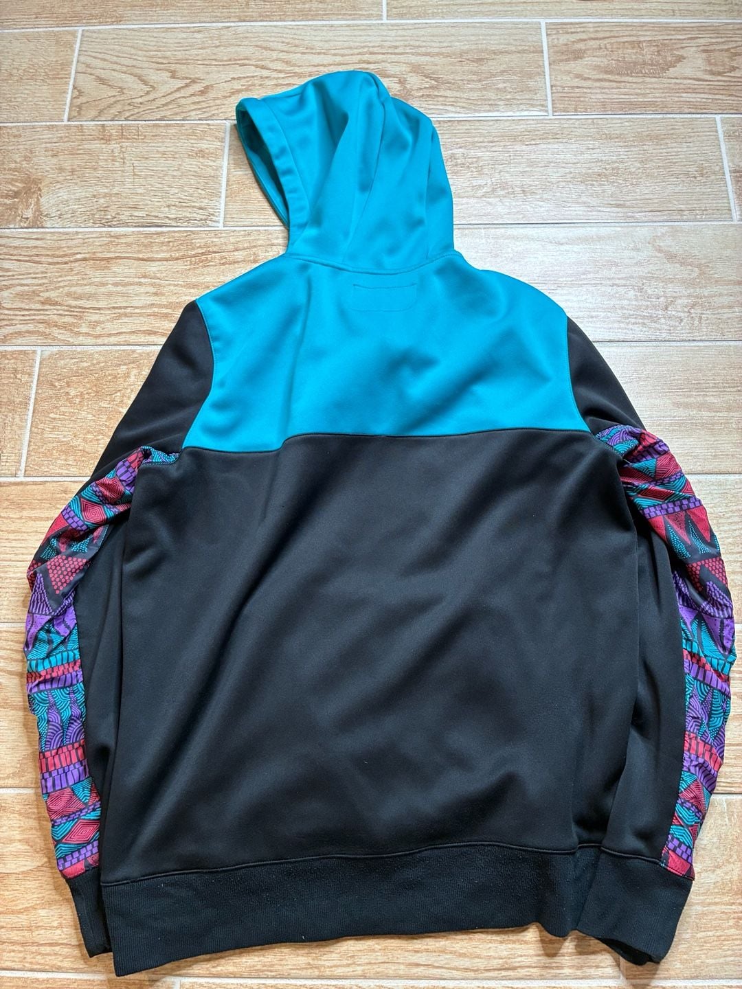 Vintage Y2K Empyre Hoodie Size M Black Teal Aztec 1/4 Zip Pullover 3