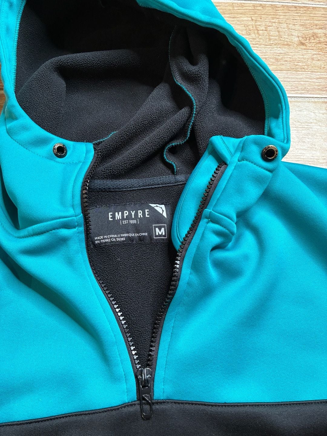 Vintage Y2K Empyre Hoodie Size M Black Teal Aztec 1/4 Zip Pullover 4