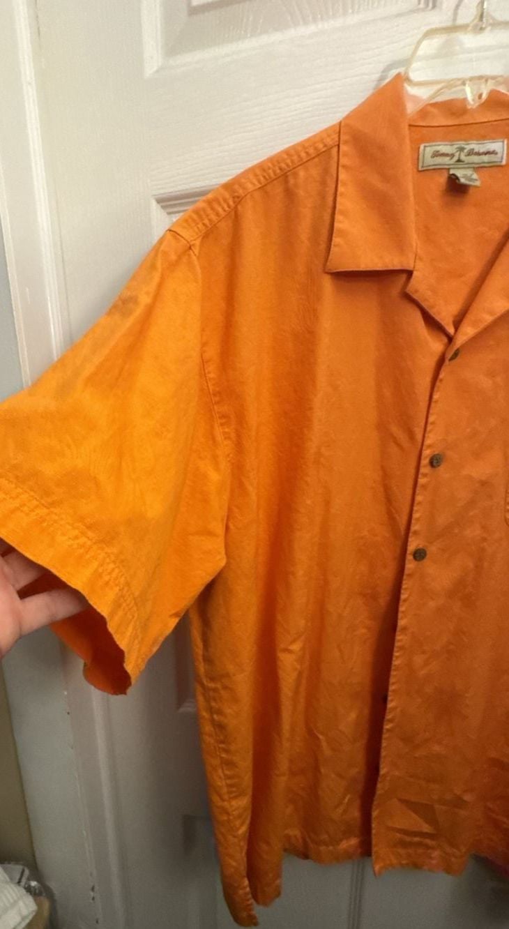 Tommy Bahama Button Down Shirt Size L Orange Cotton 4
