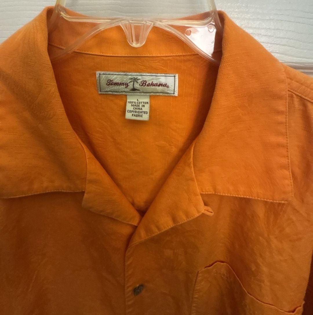 Tommy Bahama Button Down Shirt Size L Orange Cotton 7