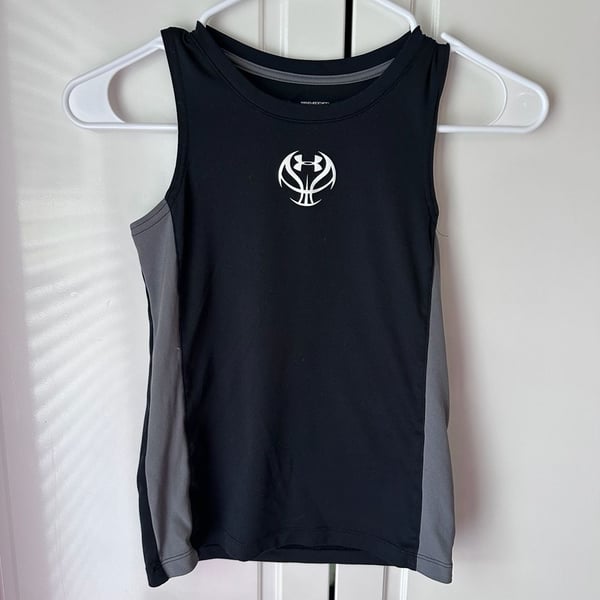 Under Armour HeatGear Loose Tank Top YXS Black Gray Basketball Jersey
