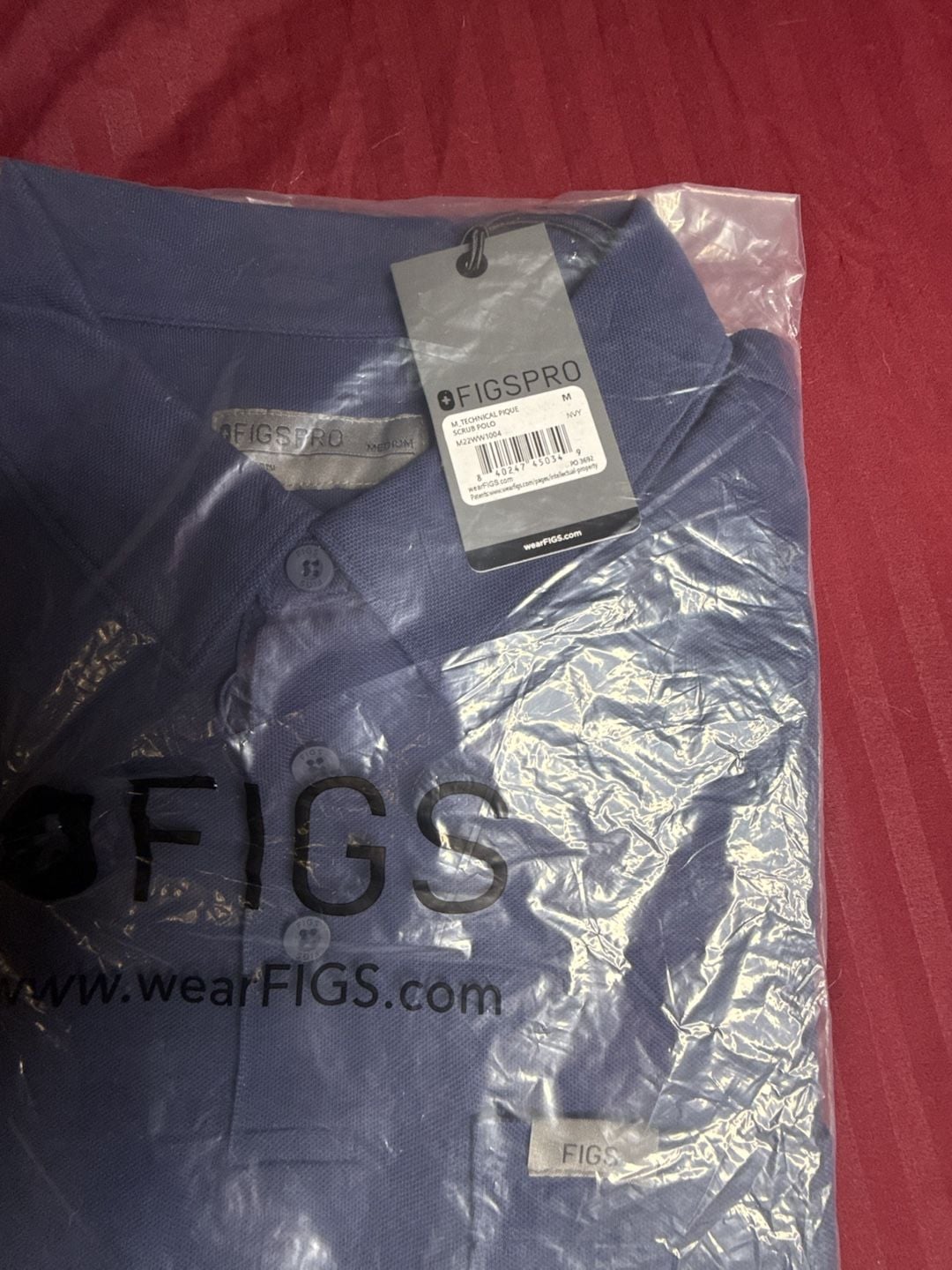 Figs Technical Pique Scrub Polo Size M Navy 1