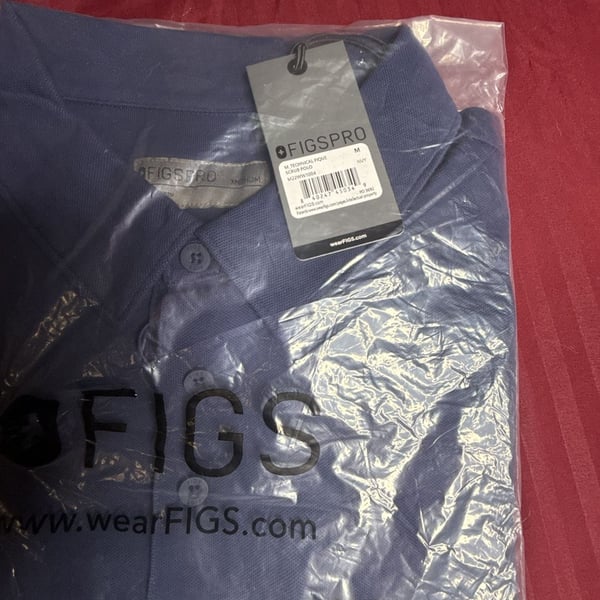 Figs Technical Pique Scrub Polo Size M Navy