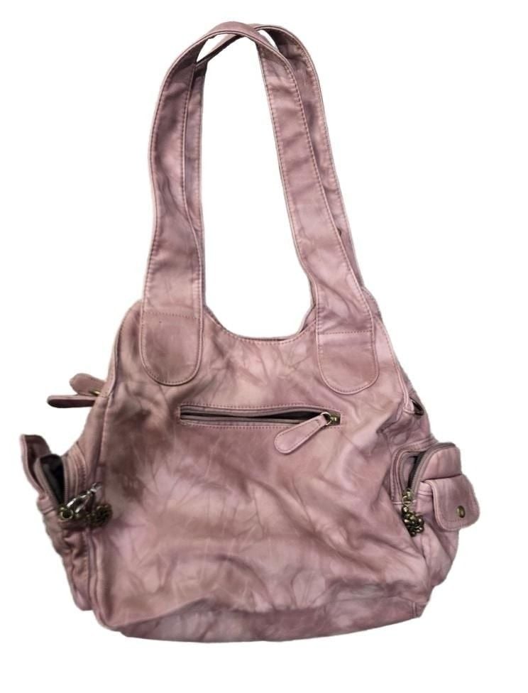 Angel Barcelo Pink Woven Studded Hobo Shoulder Bag 4