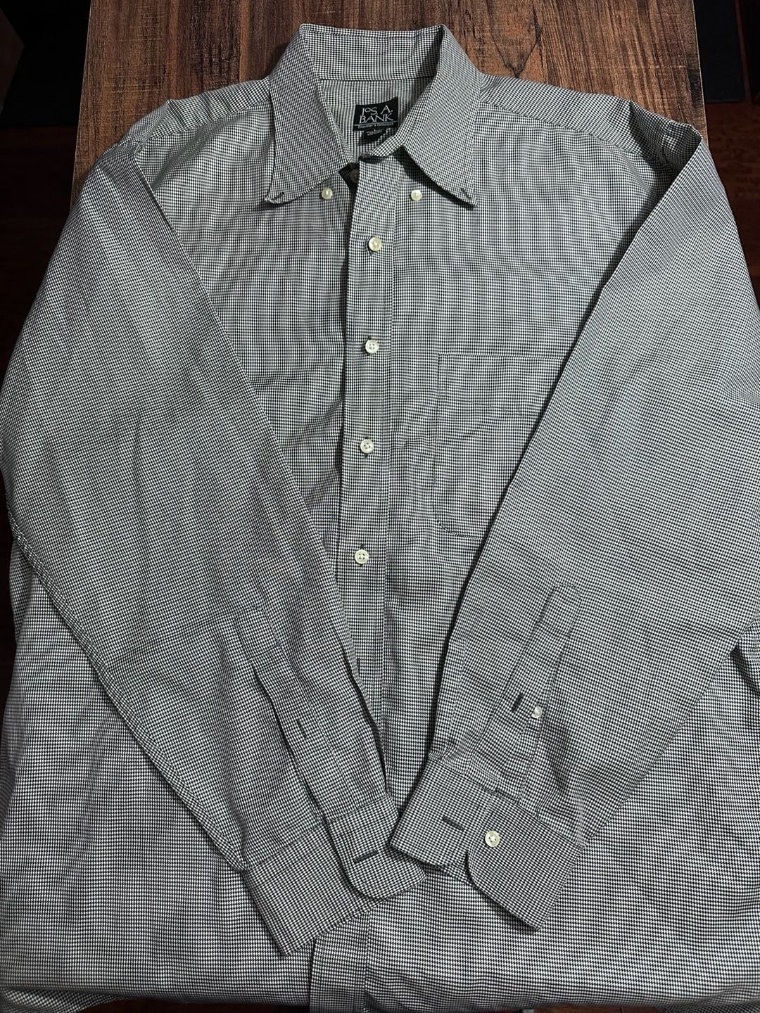 Jos. A. Bank Traveler's Collection Button Down Shirt Size L Black White 2