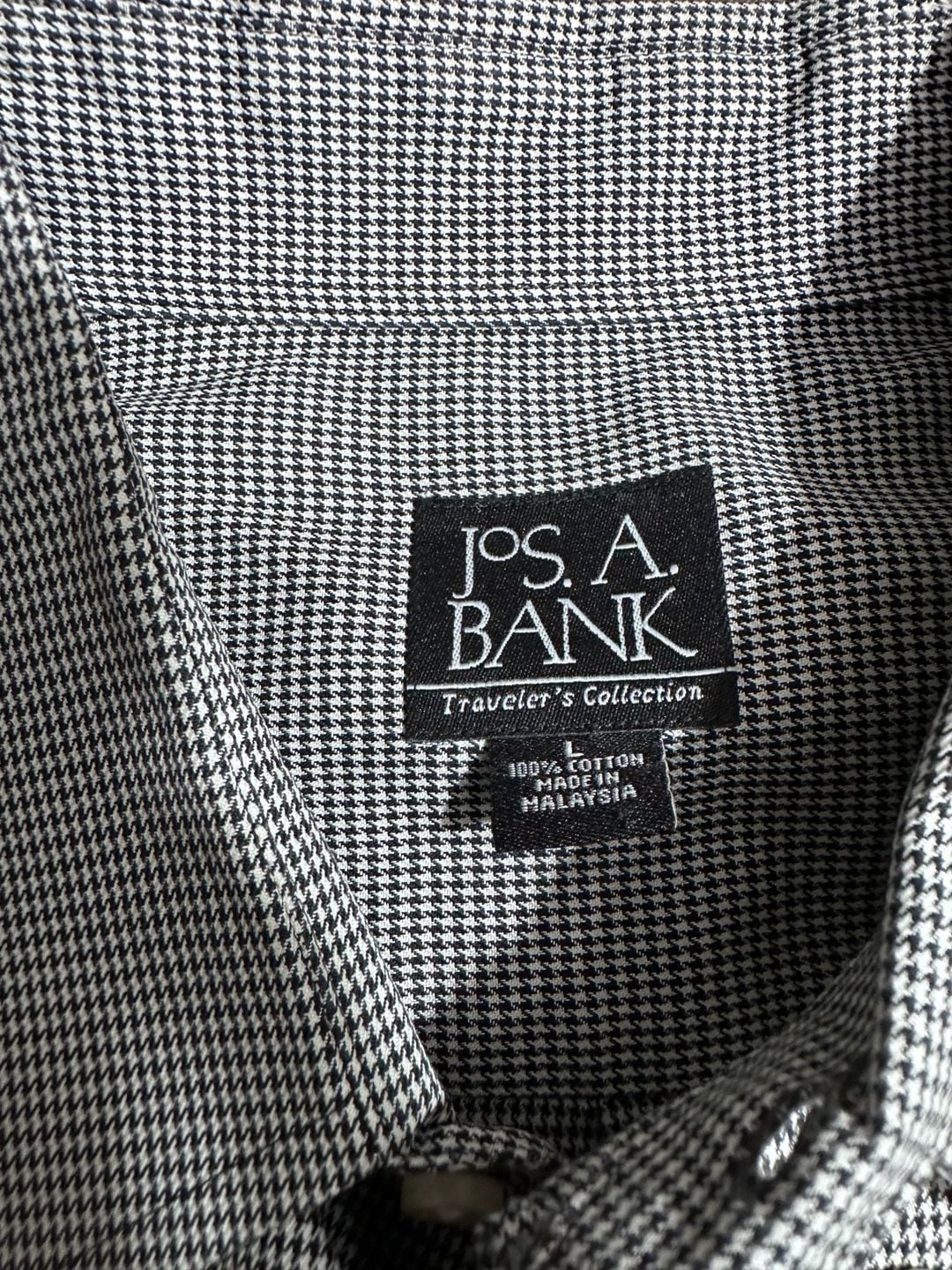 Jos. A. Bank Traveler's Collection Button Down Shirt Size L Black White 4