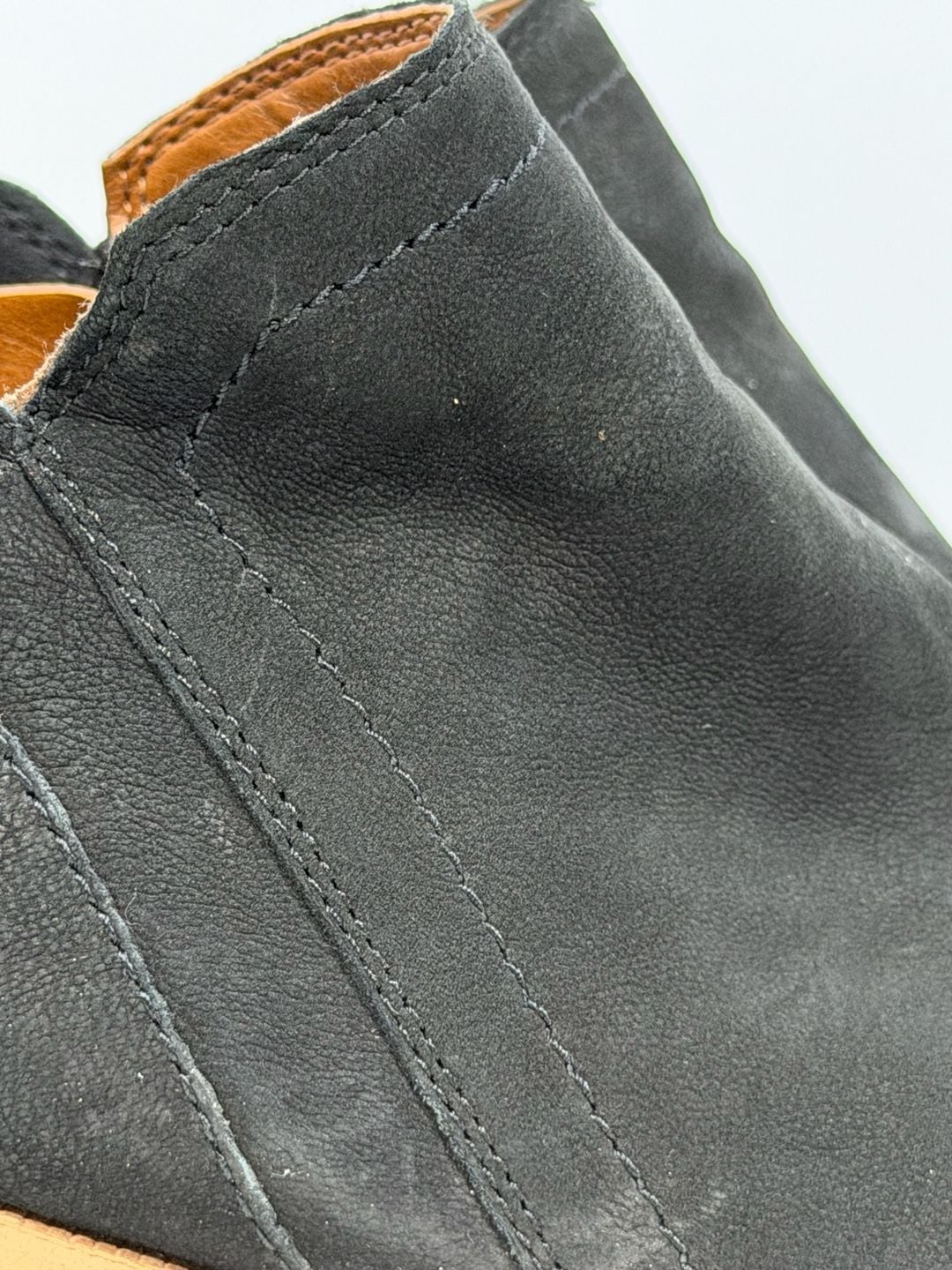 Franco Sarto Ankle Booties Black Suede Side Zip Block Heel 5