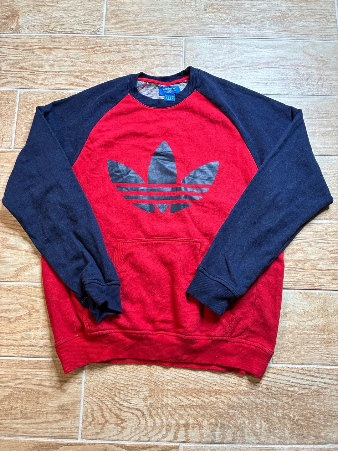 Adidas Trefoil Sweatshirt Size M Red Blue Raglan Vintage 2
